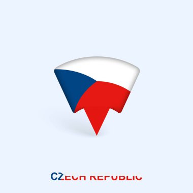 Gölgeli Çek Cumhuriyeti Bayrak Haritası İşaretleyici Tasarımı.