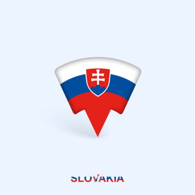 Gölgeli Slovakya Bayrak Haritası İşaretleyici Tasarımı.