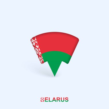 Gölgeli Belarus Bayrak Haritası İşaretleyici Tasarımı.