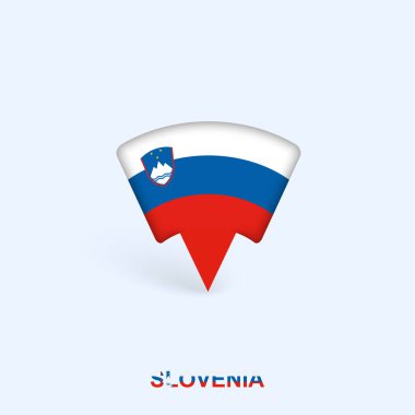 Slovenya Gölgeli Bayrak Haritası İşaretleyici Tasarımı.