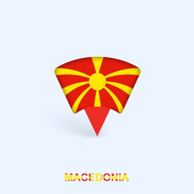 Kuzey Makedonya Gölgeli Bayrak Haritası Tasarımı.
