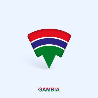 Gambia Flag Map Pointer Design with Shadow. clipart