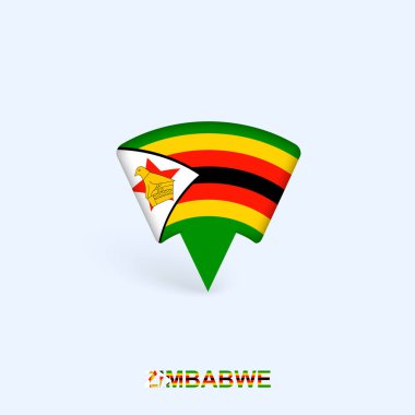 Zimbabwe Flag Map Pointer Design with Shadow. clipart