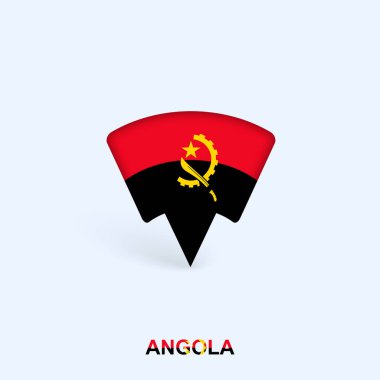 Angola Flag Map Pointer Design with Shadow. clipart