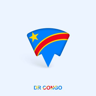 DR Congo Flag Map Pointer Design with Shadow. clipart