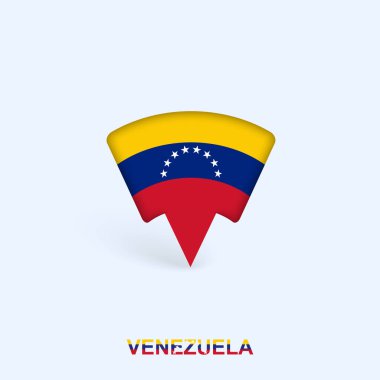 Venezuela Flag Map Pointer Design with Shadow. clipart