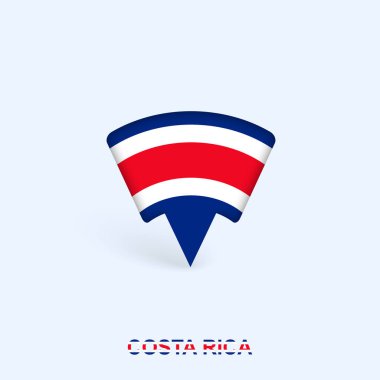 Gölgeli Kosta Rika Bayrak Haritası İşaretleyici Tasarımı.