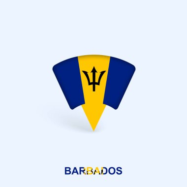 Gölgeli Barbados Bayrak Haritası İşaretleyici Tasarımı.