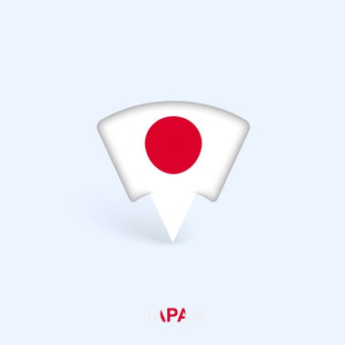 Japan Flag Map Pointer Design with Shadow. clipart