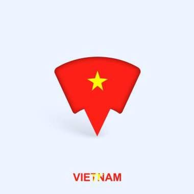 Gölgeli Vietnam Bayrak Haritası İşaretleyici Tasarımı.