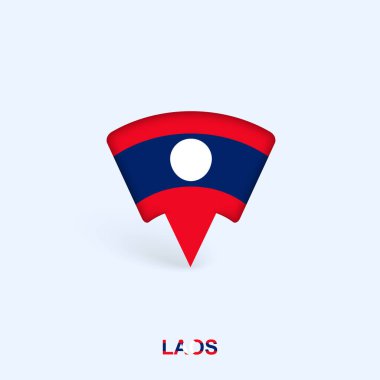 Gölgeli Laos Bayrak Harita İşaretleyici Tasarımı.