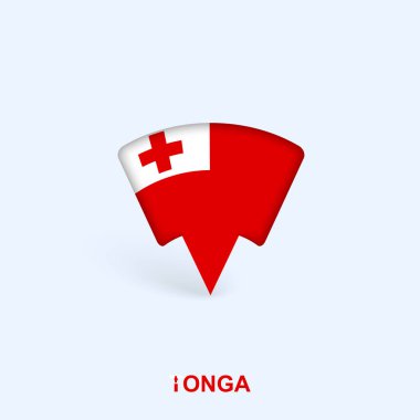 Gölgeli Tonga Bayrak Harita İşaretleyici Tasarımı.