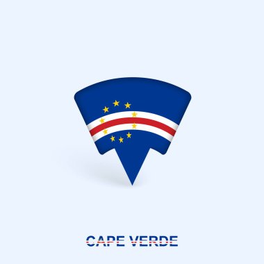 Gölgeli Cape Verde Bayrak Haritası İşaretleyici Tasarımı.