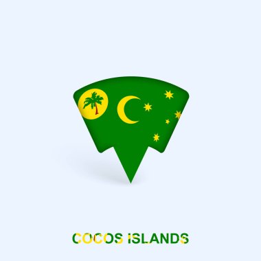 Gölgeli Cocos Adaları Bayrak Haritası İşaretleyici Tasarımı.