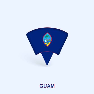 Gölgeli Guam Bayrak Harita İşaretleyici Tasarımı.