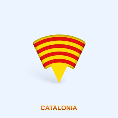 Gölgeli Katalonya Bayrak Haritası İşaretleyici Tasarımı.