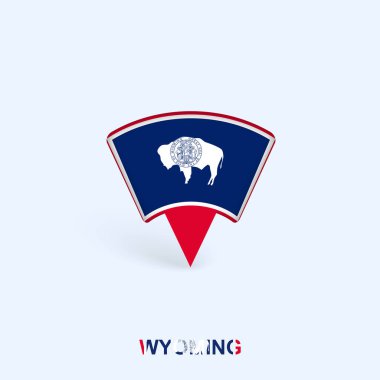 Gölgeli Wyoming Bayrak Haritası İşaretleyici Tasarımı.