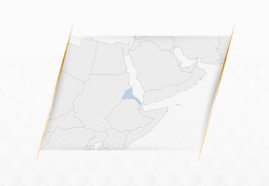 Eritre Mavi Haritası ve Altın Çerçeveli Aksanlar. Eritre 'nin Modern Vektör Haritası.