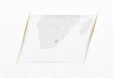 Altın Çerçeveli Aksanlı Mavi Lesotho Haritası. Lesotho Modern Vektör Haritası.
