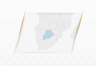 Altın Çerçeveli Aksanlı Botswana Mavi Haritası. Botswana 'nın Modern Vektör Haritası.