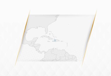 Altın Çerçeveli Aksanlı Haiti Mavi Haritası. Modern Haiti Vektör Haritası.