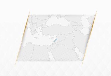 Lübnan Mavi Haritası ve Altın Çerçeveli Aksanlar. Lübnan 'ın Modern Vektör Haritası.