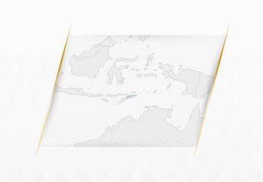 Altın Çerçeveli Aksanlı Doğu Timor Mavi Haritası. Doğu Timor 'un Modern Vektör Haritası.