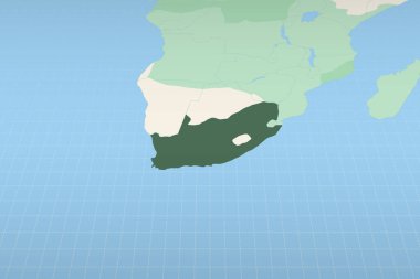 Güney Afrika, Güney Afrika 'nın coğrafi konumuna ilişkin ayrıntılı bir haritada vurgulandı.