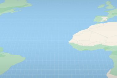 Cape Verde highlighted on a detailed map, geographic location of Cape Verde. clipart