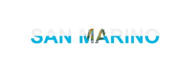 San Marino harfleri ülke bayrağı tarzında. San Marino kelimesi ulusal bayrak tarzında.