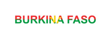 Burkina Faso 'nun ülke bayrağı tarzında mektupları. Burkina Faso kelimesi ulusal bayrak tarzında.