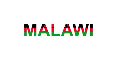 Malawi harfleri ülke bayrağı tarzında. Ulusal bayrak tarzında Malavi kelimesi.