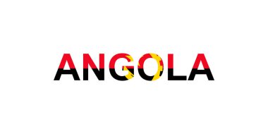 Angola harfleri ülke bayrağı tarzında. Angola kelimesi ulusal bayrak tarzında.