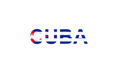 Letters Cuba in the style of the country flag. Cuba word in national flag style. clipart