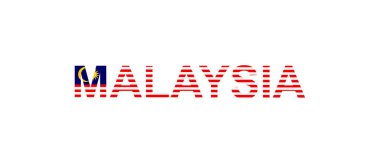 Ülke bayrağı tarzında Malezya harfleri. Ulusal bayrak tarzında Malezya kelimesi.