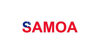 Samoa harfleri ülke bayrağı tarzında. Samoa kelimesi ulusal bayrak tarzında.