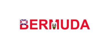 Bermuda harfleri ülke bayrağı tarzında. Ulusal bayrak tarzında Bermuda kelimesi.
