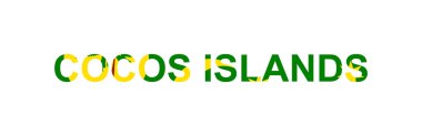 Letters Cocos Islands in the style of the country flag. Cocos Islands word in national flag style. clipart