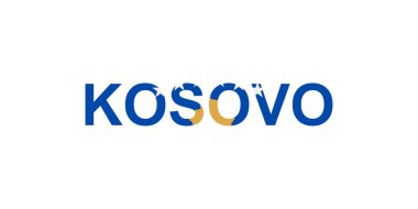 Ülke bayrağı tarzında Kosova mektupları. Kosova kelimesi ulusal bayrak tarzında.