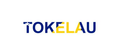 Tokelau harfleri ülke bayrağı tarzında. Ulusal bayrak tarzında Tokelau sözcüğü.