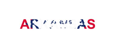 Arkansas harfleri ülke bayrağı tarzında. Arkansas kelimesi ulusal bayrak tarzında.