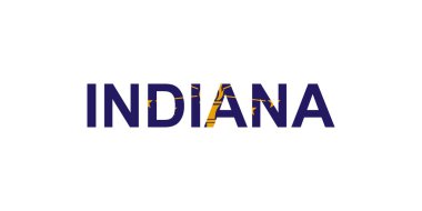 Indiana harfleri ülke bayrağı tarzında. Indiana kelimesi ulusal bayrak tarzında.