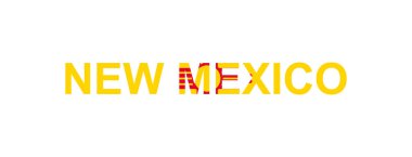 Ülke bayrağı tarzında New Mexico harfleri. Ulusal bayrak tarzında New Mexico kelimesi.