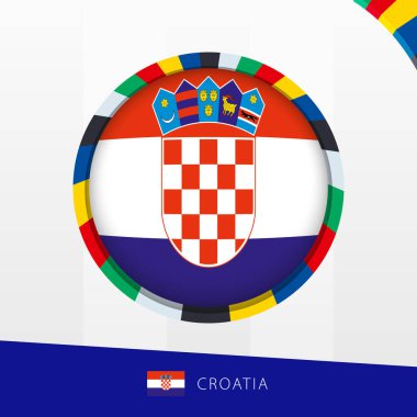 Renkli Çember Sınırlı Hırvatistan Bayrağı.