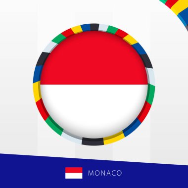 Monaco Flag with Colorful Circle Border. clipart