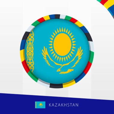 Renkli Çember Sınırlı Kazakistan Bayrağı.