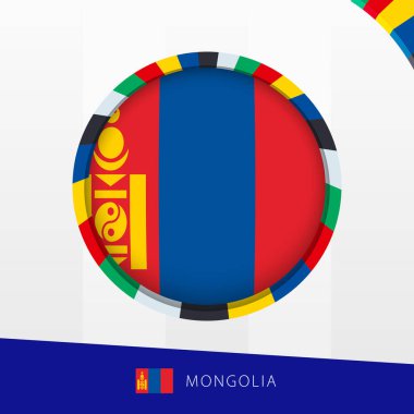 Mongolia Flag with Colorful Circle Border. clipart