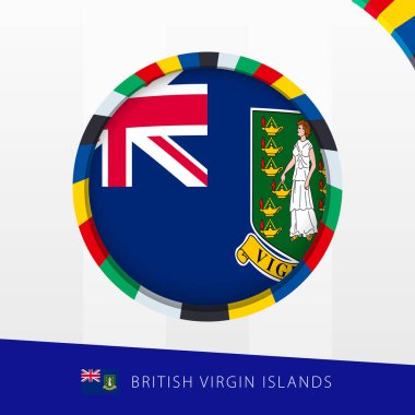 İngiliz Virjin Adaları Renkli Çember Sınır Bayrağı.