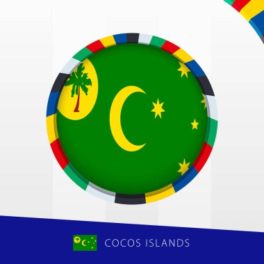 Cocos Islands Flag with Colorful Circle Border. clipart