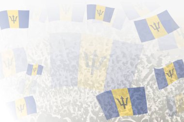 Barbados Bayrakları Arkaplanlı Kutlama Kalabalığı